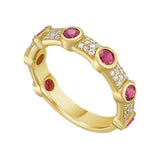 Lionheart Aurelia ruby stackable ring in 14K gold with diamonds — romantic gemstone band for everyday elegance