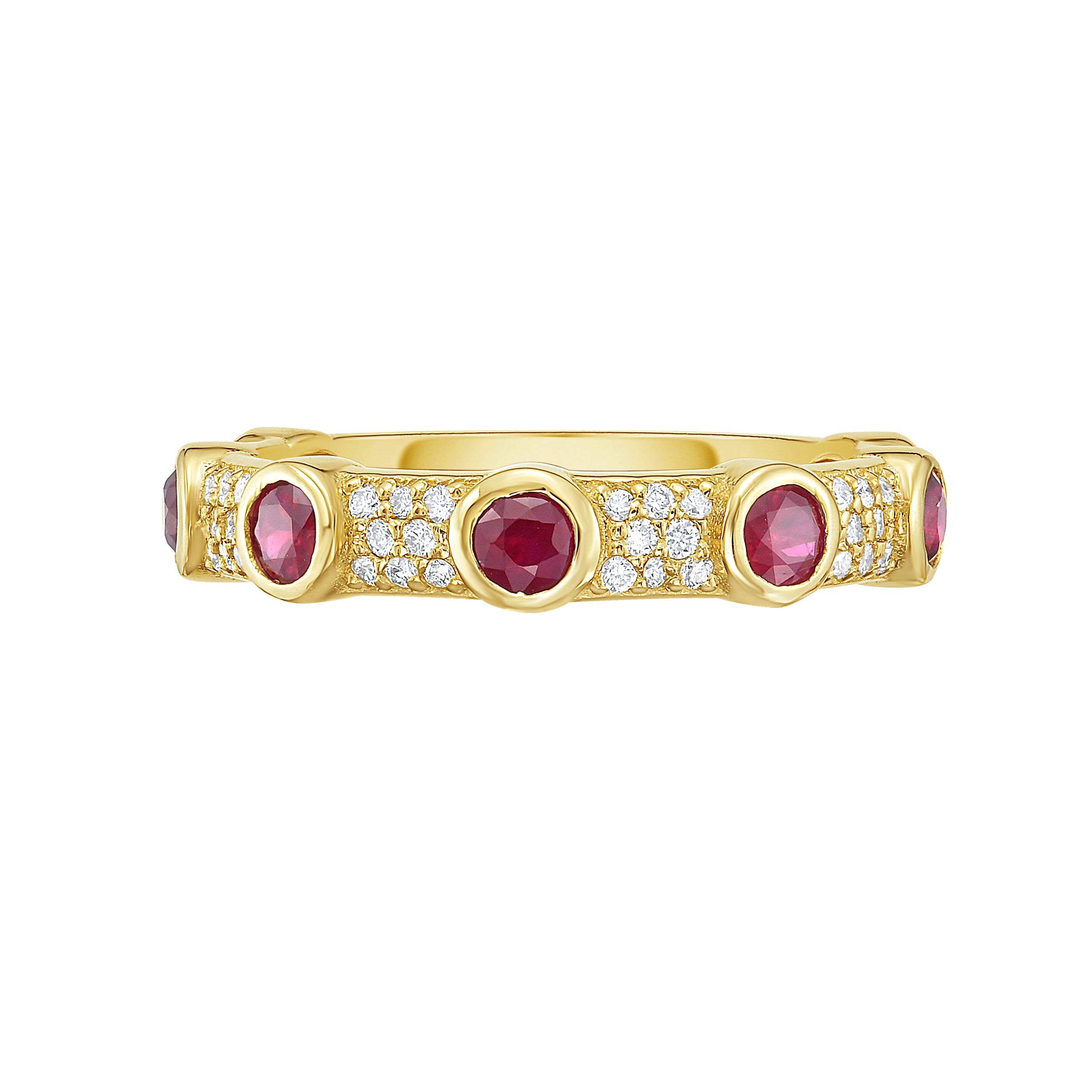 Lionheart Aurelia ruby stackable ring in 14K gold with diamonds — romantic gemstone band for everyday elegance