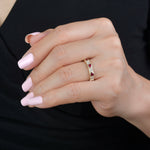 Lionheart Aurelia mixed gemstone stackable ring in 14K gold with diamonds, and rubies — colorful heirloom stacking band