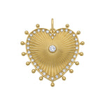 Cassandane Large Heart Medallion by Lionheart – fluted 14K gold heart with pavé diamond border, a timeless heirloom of love and strength
