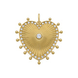 Cassandane Large Heart Medallion by Lionheart – fluted 14K gold heart with pavé diamond border, a timeless heirloom of love and strength