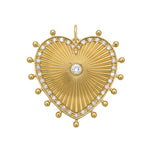 Cassandane Mega Heart Medallion by Lionheart – fluted 14K gold heart with pavé diamond border, a timeless heirloom of love and strength