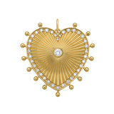 Cassandane Mega Heart Medallion by Lionheart – fluted 14K gold heart with pavé diamond border, a timeless heirloom of love and strength