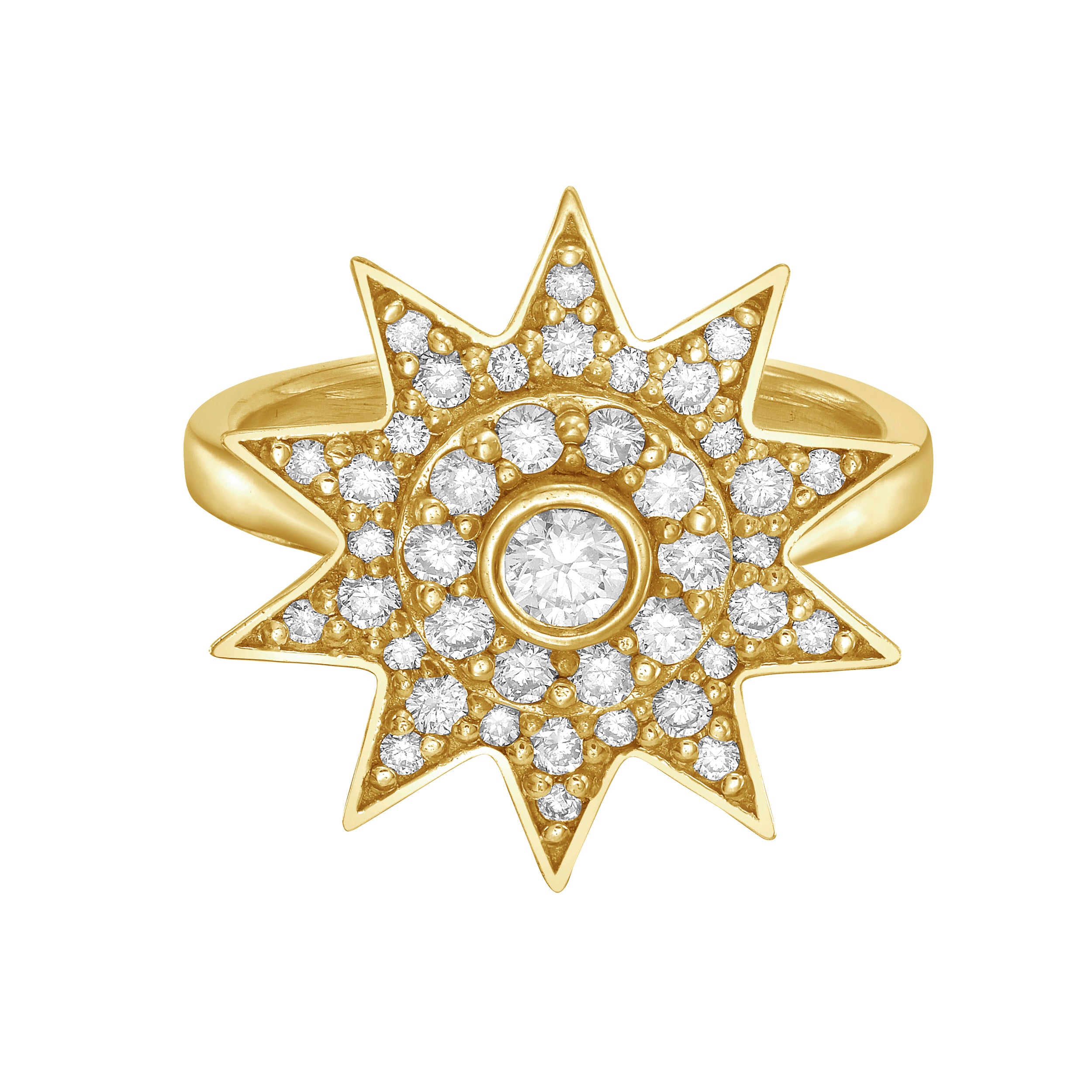 Lionheart Lumière diamond star ring in 14K gold - Inspired by the victorian era