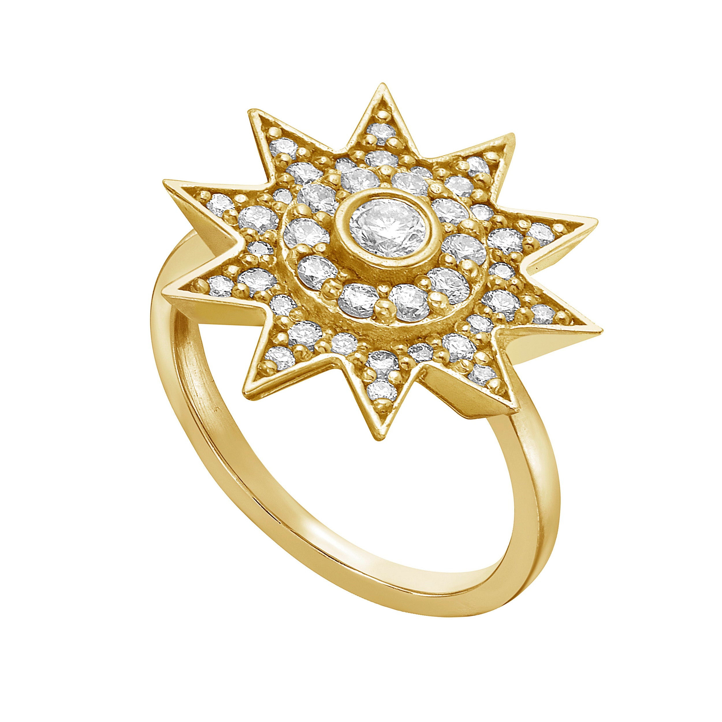Lionheart Lumière diamond star ring in 14K gold - Inspired by the victoria era