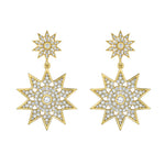 Lionheart Lumière  jumbo diamond star dangle earrings in 14K gold — luminous celestial drops inspired by Victorian star motifs
