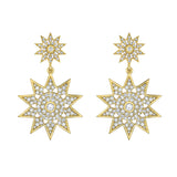 Lionheart Lumière  jumbo diamond star dangle earrings in 14K gold — luminous celestial drops inspired by Victorian star motifs