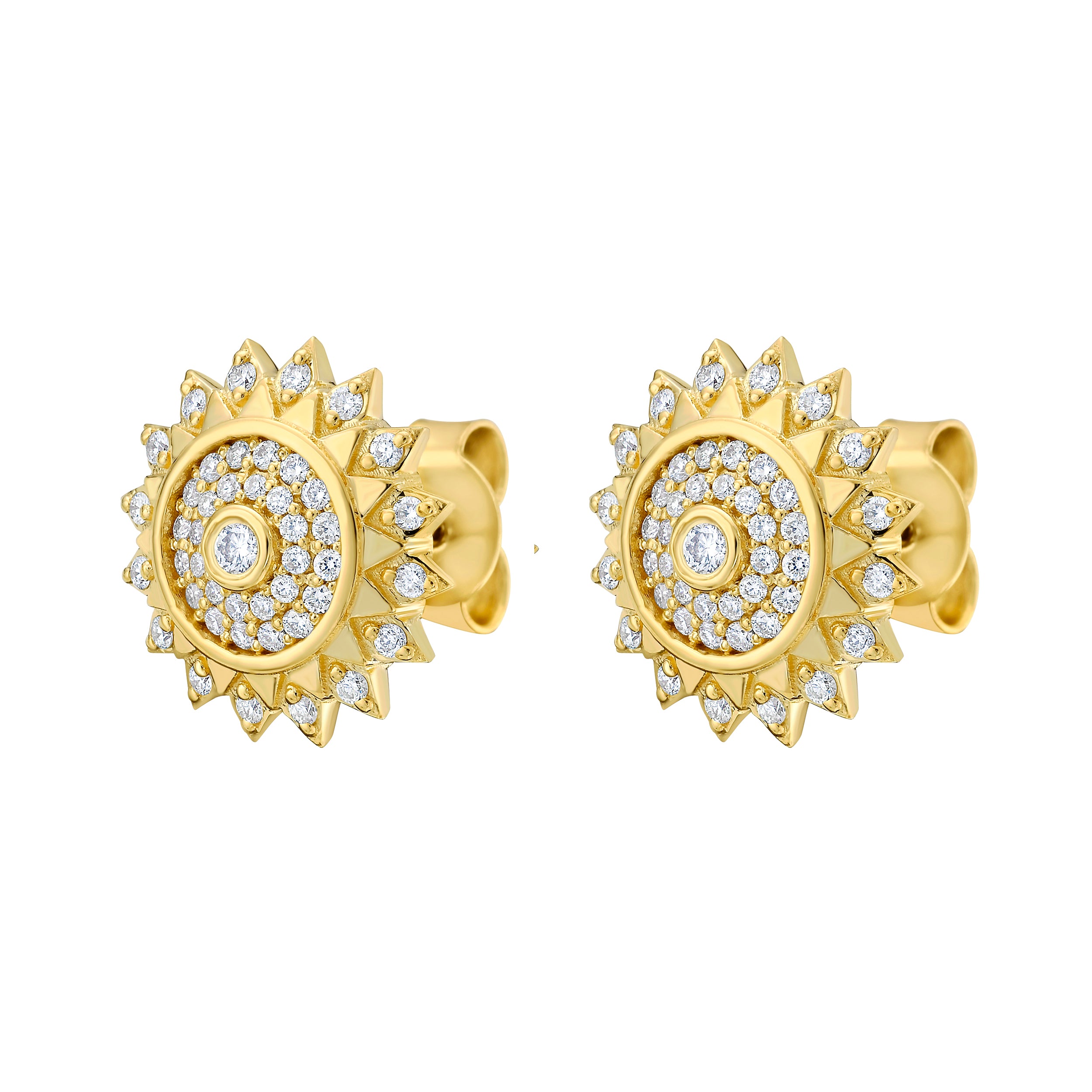 Lionheart Soraya mini evil eye post earrings in 14K gold with diamonds — beautiful everyday studs