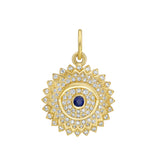 Lionheart Soraya small evil eye medallion in 14K gold with diamond halo — protective talisman pendant