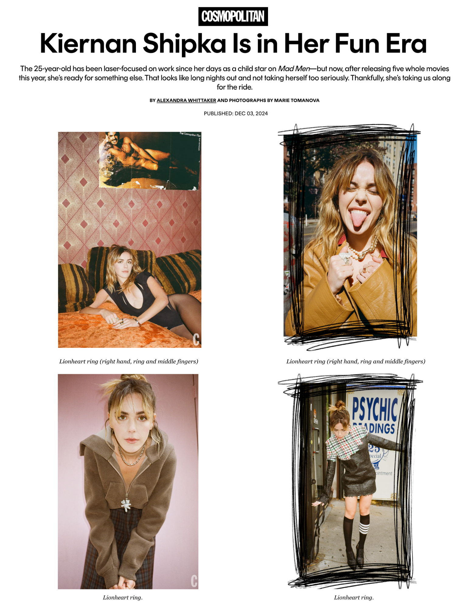 Cosmopolitan: Kiernan Shipka Is in Her Fun Era