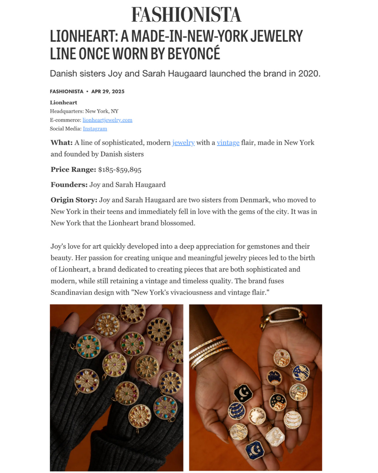 Lionheart: A Made-In-New-York Jewelry Line Once Worn By Beyoncé