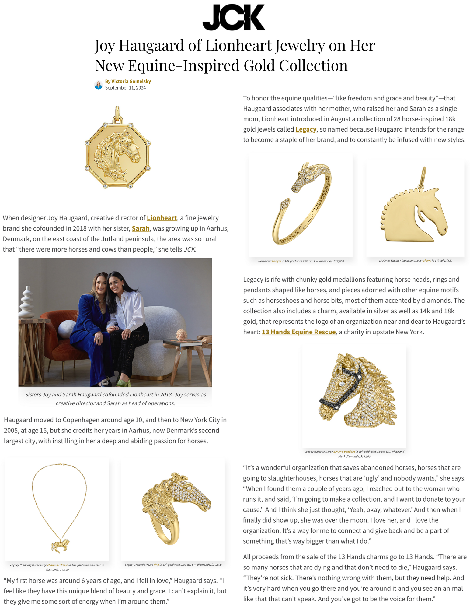 Joy Haugaard of Lionheart Jewelry on Her New Equine-Inspired Gold Collection