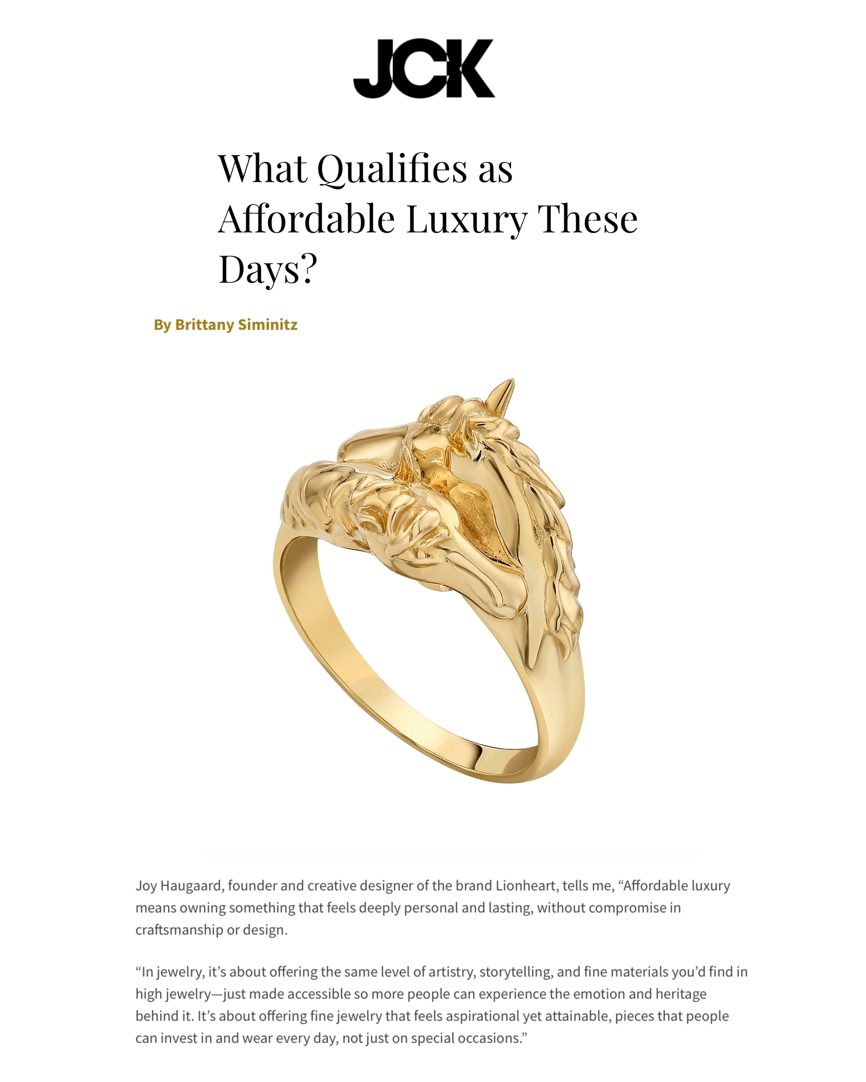 JCK:What Qualifies as Affordable Luxury These Days?