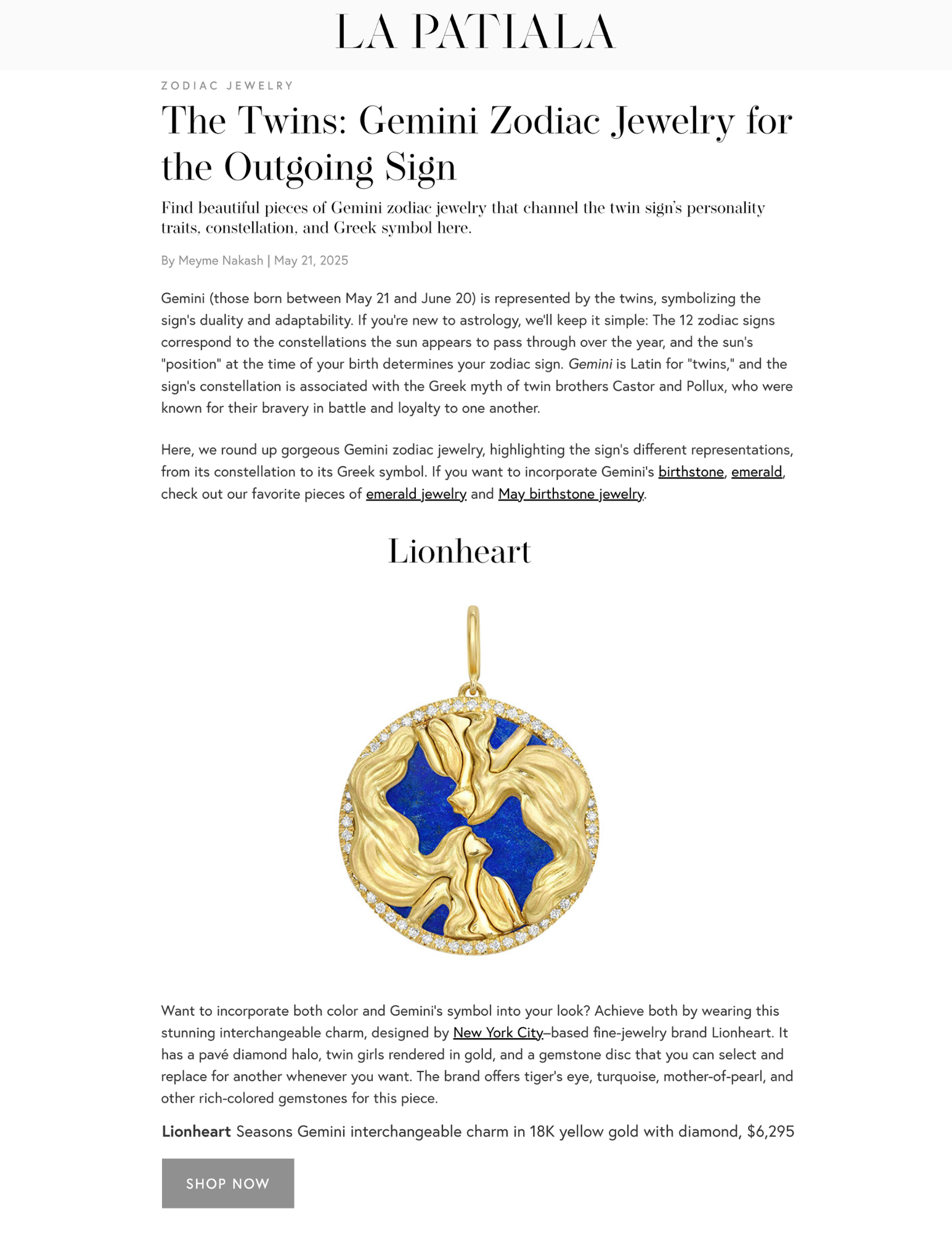 The Twins: Gemini Zodiac Jewelry for the Outgoing Sign