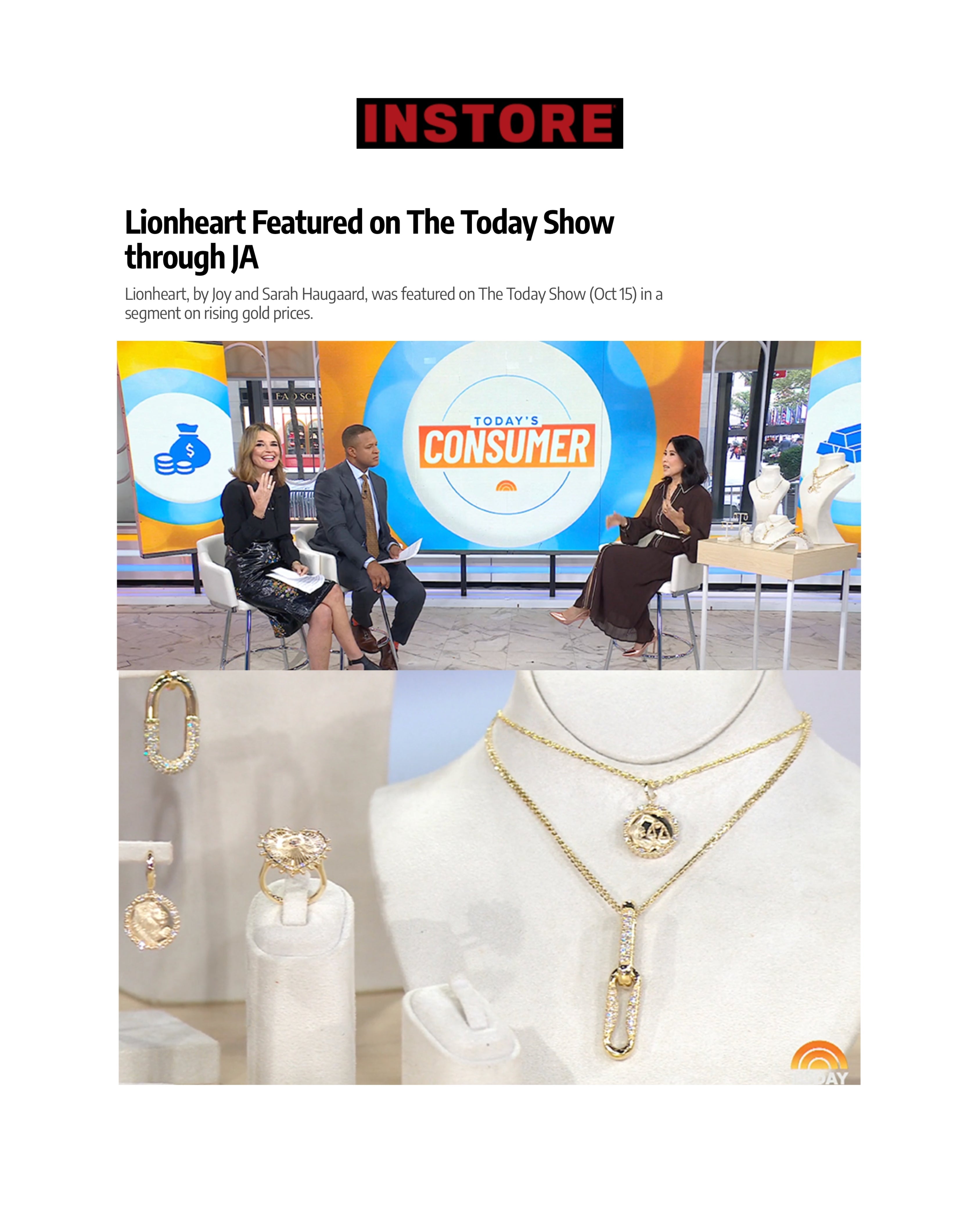 Instore: Lionheart Featured on The Today Show through JA