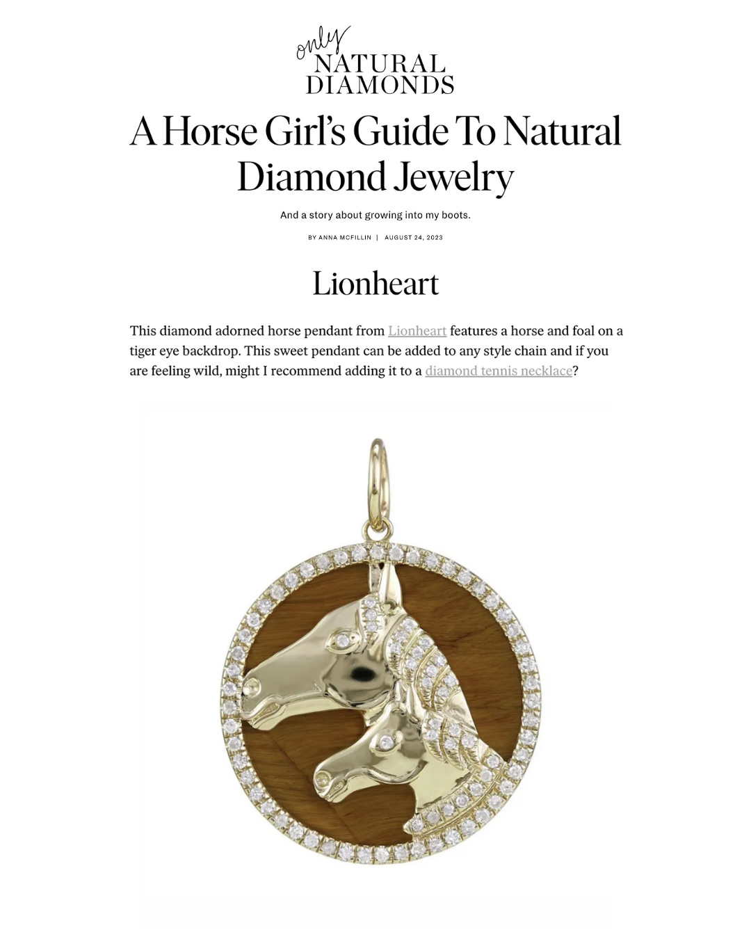 A Horse Girl’s Guide To Natural Diamond Jewels Just In Time For The Kentucky Derby