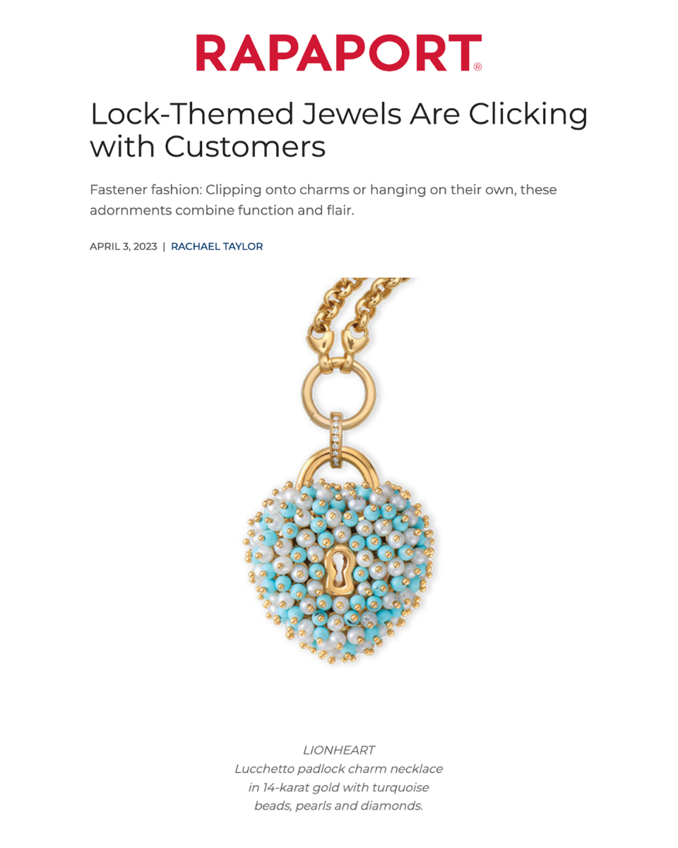 Lock-Themed Jewels Are Clicking with Customers Fastener fashion: Clipping onto charms or hanging on their own, these adornments combine function and flair.