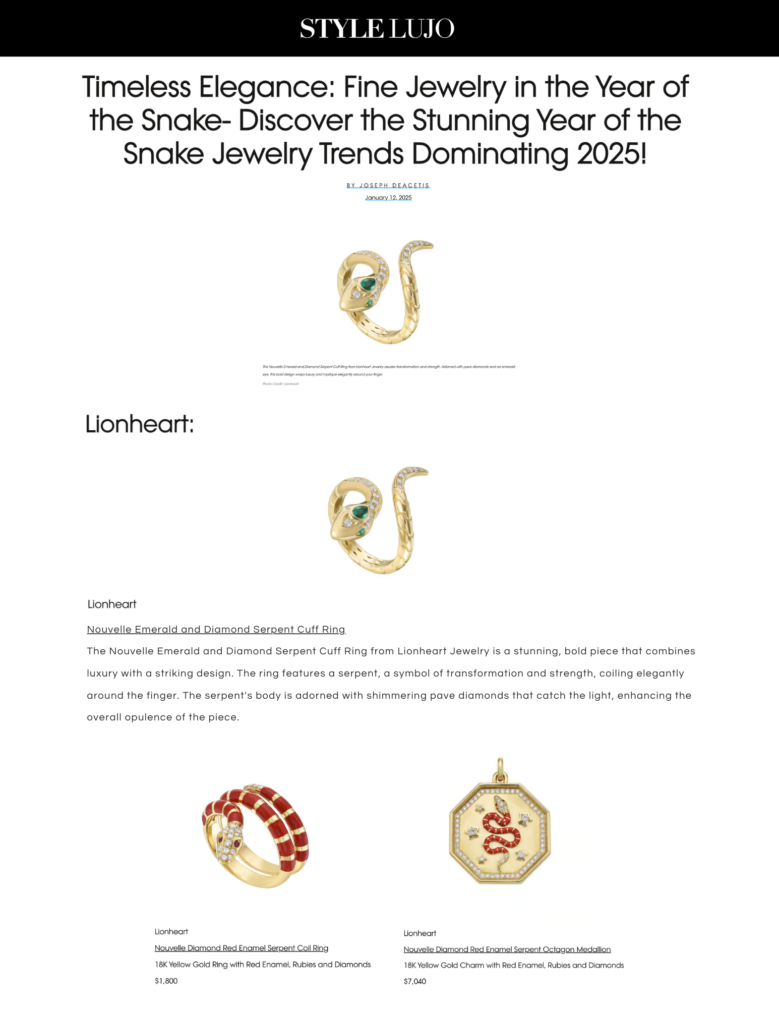 Style Lujo: Timeless Elegance: Fine Jewelry in the Year of the Snake- Discover the Stunning Year of the Snake Jewelry Trends Dominating 2025!