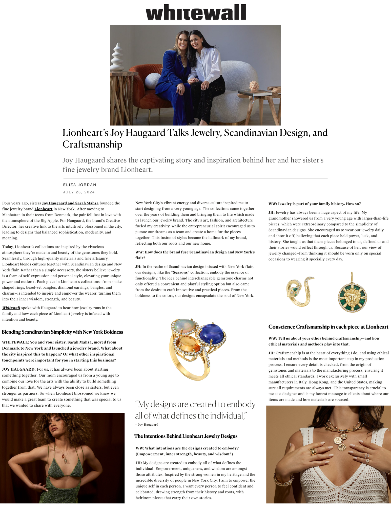 Lionheart’s Joy Haugaard Talks Jewelry, Scandinavian Design, and Craftsmanship