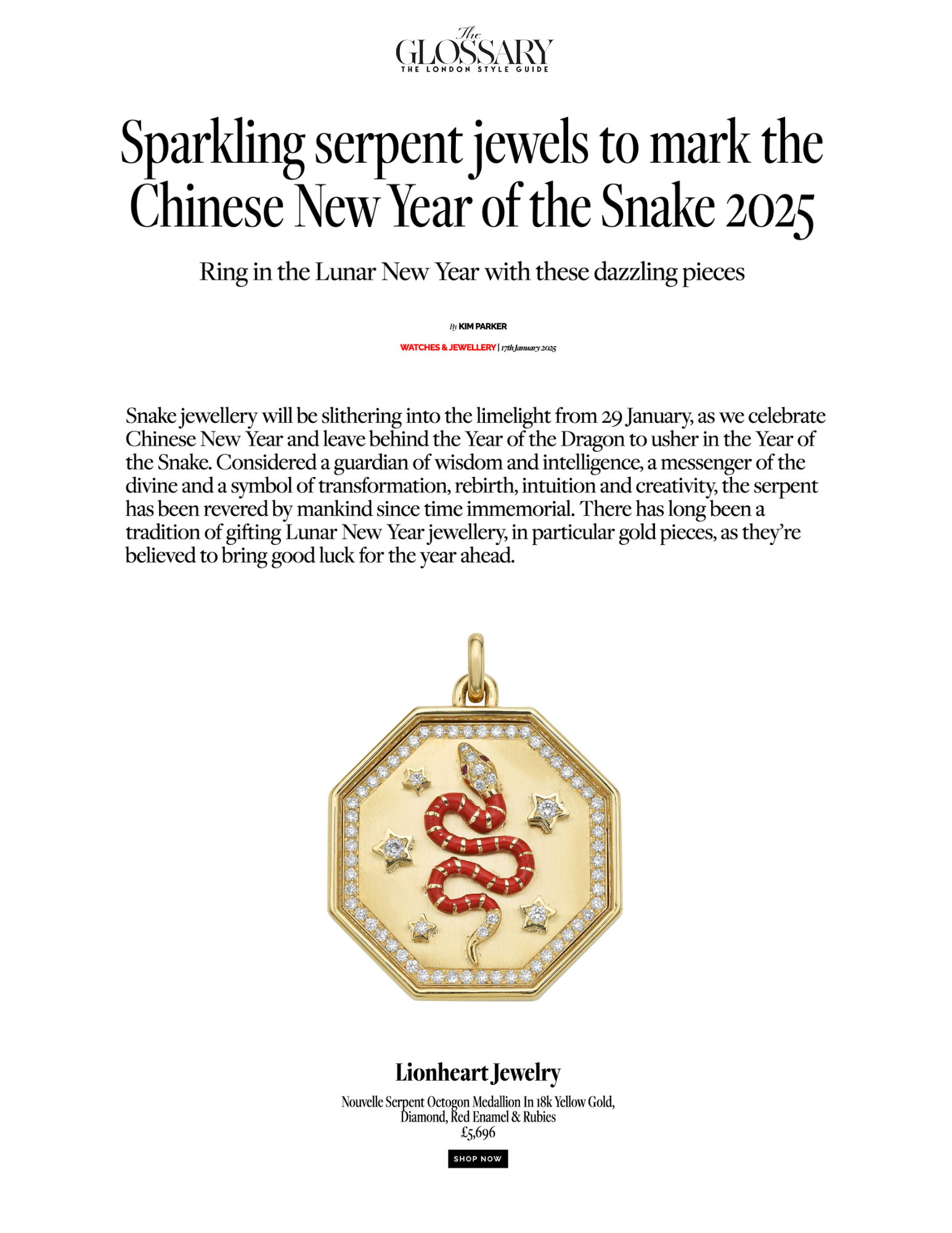 The Glossary: Sparkling serpent jewels to mark the Chinese New Year of the Snake 2025