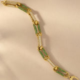 Milano Diamond And Emerald Pinched Link Bracelet