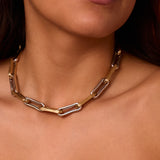 Milano Large Elongated Chunky Pinched Link Two Tone Chain