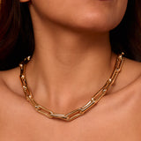 Milano Large Elongated Chunky Pinched Link Yellow Gold Chain