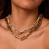 Milano Full Diamond Pinched Link Necklace