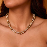 Milano Full Diamond Pinched Link Necklace