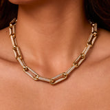Milano Full Diamond Pinched Link Necklace