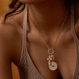 Beaded Byzantine Diamond and Emerald Cross Charm