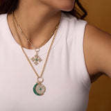 Diamond and Emerald Byzantine Cross Charm