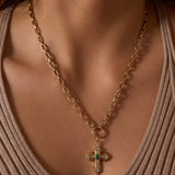 Gothic Emerald Cross on the Lionheart Signature Chain Necklace