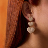 Sweetheart Puffed Diamond Heart Dangle Earrings