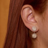 Lumière Diamond Double Sun Drop Dangle Earrings