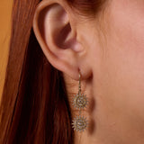 Lumière Diamond Double Sun Drop Dangle Earrings