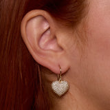 Sweetheart Puffed Diamond Heart Dangle Earrings