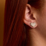 Sweetheart Puffed Diamond Heart Post Back Earrings
