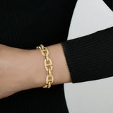 Bari Jumbo Anchor Link Bracelet In Satin And Polished Gold