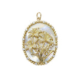 Sacred Stone Daffodil Mother of Pearl Oval Medallion