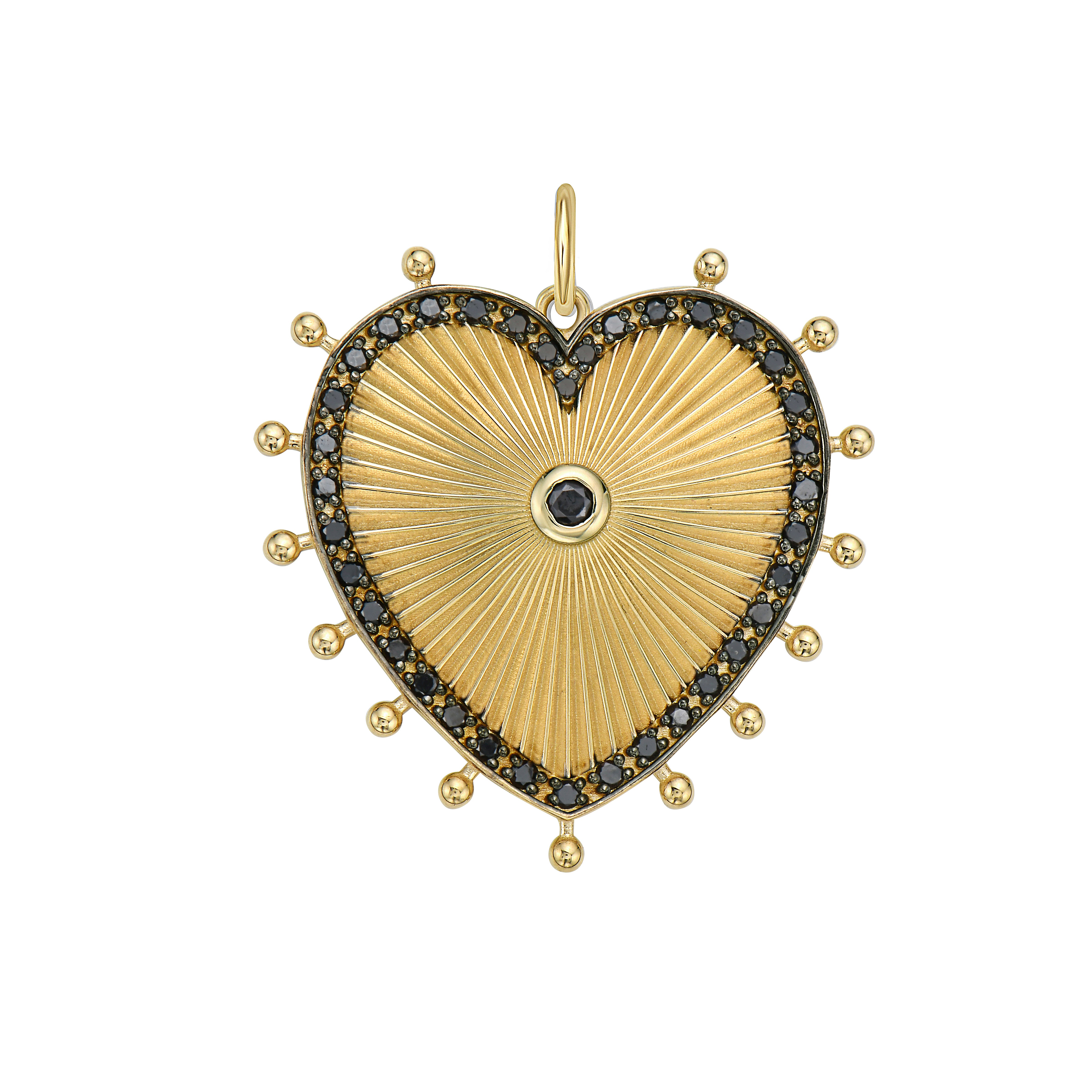 Cassandane Large Black Diamond Heart Medallion