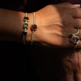 Bezel Set Pink Tourmaline and Diamond Tennis Bracelet