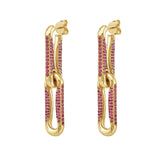 Milano Ruby Pinched Link Drop Earrings