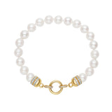 Bead Pearl Bracelet with Diamond Jump-Rings