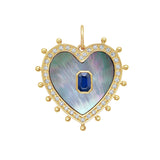 Lucia Sapphire And Gray Mother Of Pearl Heart Charm