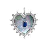 Lucia Sapphire And Gray Mother Of Pearl Heart Charm
