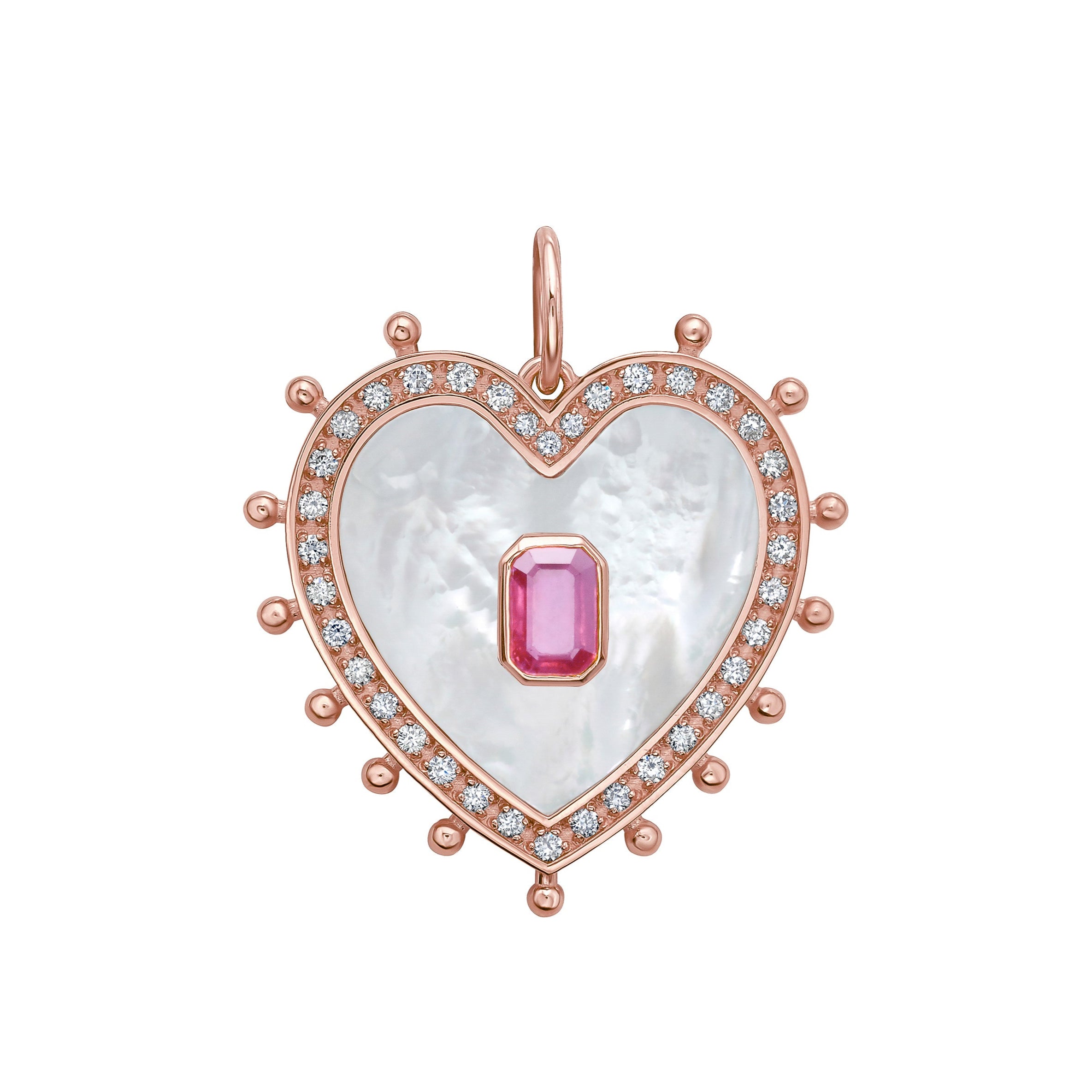 Lucia Pink Sapphire And Mother Of Pearl Heart Charm