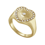 Cassandane Diamond Heart Signet Ring