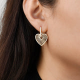 Mon Amour Diamond Fluted Heart Dangle Huggies