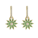 Lumière Emerald and Diamond Star Dangle Huggie Earrings